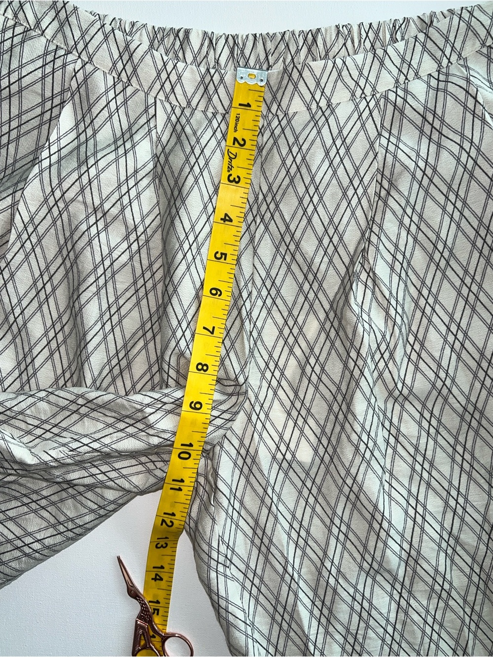 NWT Peach Wide Leg Palazzo Pants Plaid Boho Flowy Small Ivory/Dark Gray - Picture 10 of 16